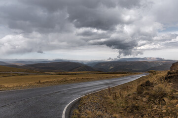 Road to Dzhyly Su. Caucasus mountains. Jilly-Su region. Kabardino-Balkaria Reublic.
