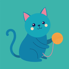 Cute cat with yarn vector illustrated by samaungraphics