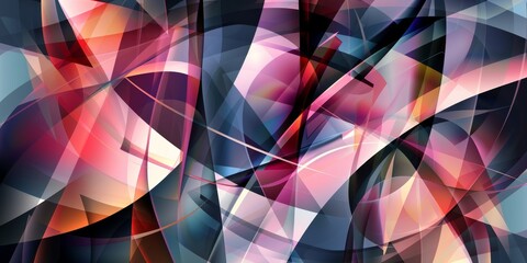 Obraz premium Abstract Geometric Pattern With Pink, Red, and Blue Tones