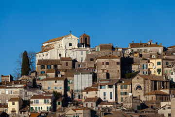 Obraz premium Picturesque Top Part view of Anguillara Sabazia (Anguillara Sabazia is located in the province of Metropolitan City of Rome Capital)