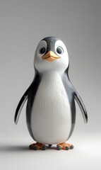 A cartoon penguin with a big smile on its face