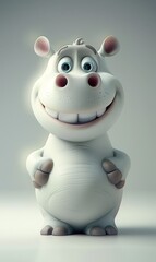 Naklejka premium A cartoonish white elephant with a big smile on its face