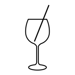 
Illustration depicting a black cocktail icon with a straw on a white background