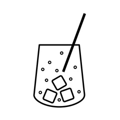 
Illustration depicting a black cocktail icon with a straw on a white background