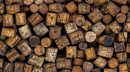 A pile of cork pieces with some of them being cracked