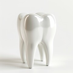 Single White Tooth Isolated on White Background