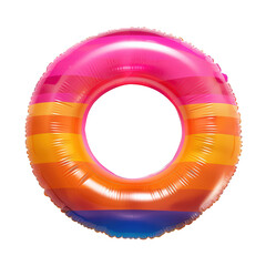 Rainbow Gradient Inflatable Swim Ring Cartoon Style with Glossy Finish