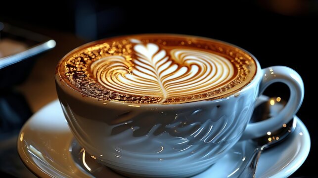Stunning latte art with a detailed rosette pattern