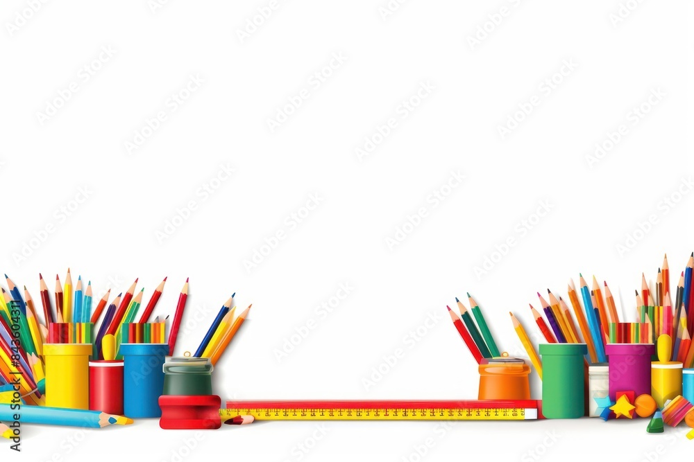 Canvas Prints School supplies pencil line white background.