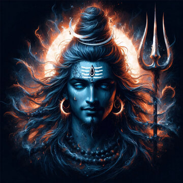 Lord Shiva art with trishul