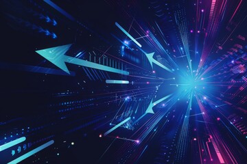 Abstract speed movement blue arrows technology communicate background, vector illustration
