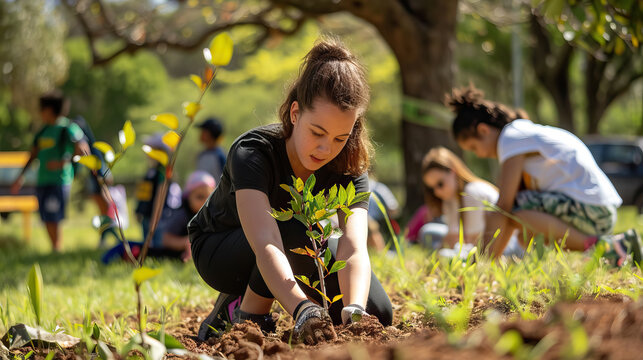 people of all ages and backgrounds coming together to plant trees, embodying the spirit of service and unity celebrated on Nelson Mandela International Day