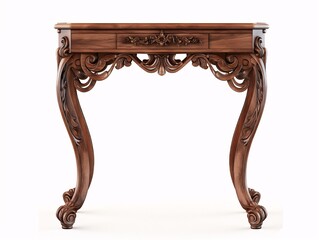 Elegant wooden side table with intricate carvings and curved legs, perfect for adding a touch of vintage charm to any room.