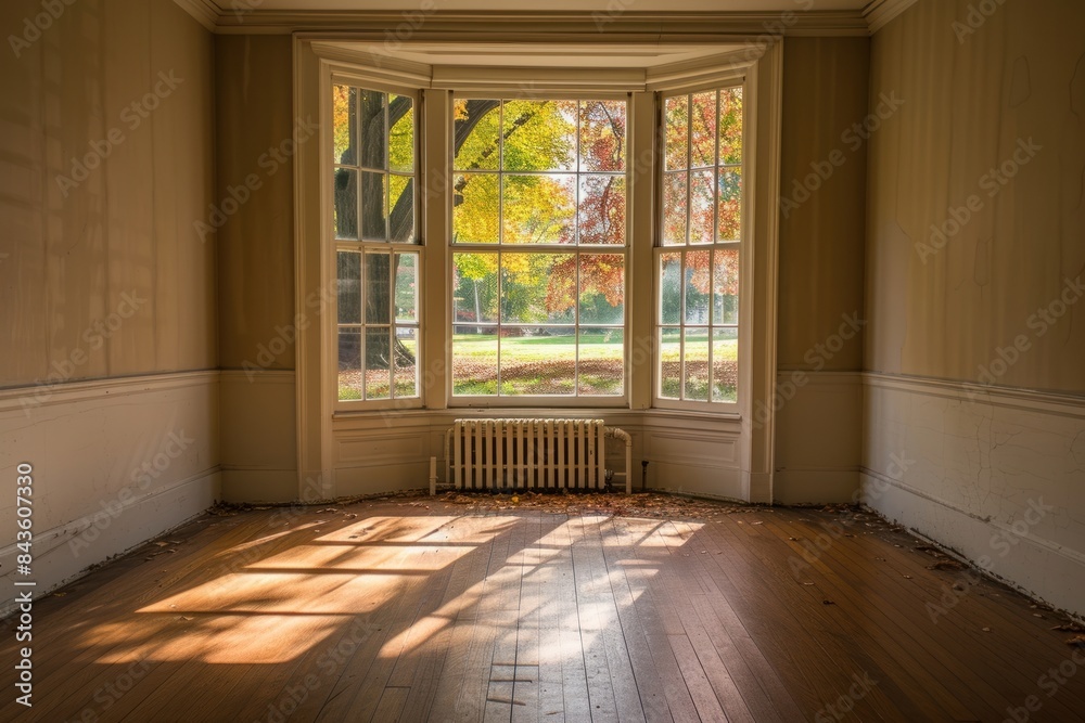 Wall mural Window see park flooring house room.