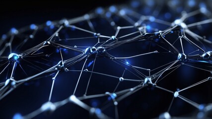 Obraz premium Design an abstract technology web featuring platinum lines and glowing sapphire dots