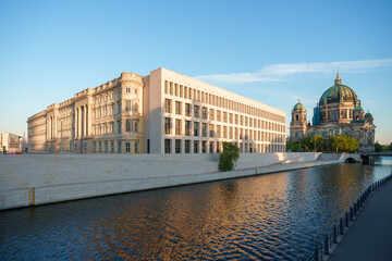 Humboldt Forum and the Berlin Cathedral (Berliner Dom) along the Spree River in Berlin, Germany © Jarama