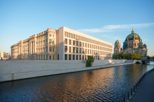 Humboldt Forum and the Berlin Cathedral (Berliner Dom) along the Spree River in Berlin, Germany