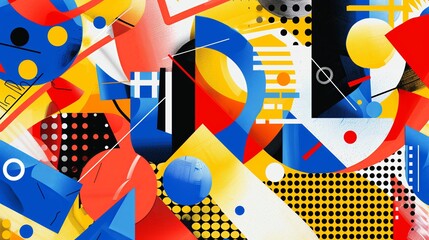 Colorful and modern geometric abstract design, perfect for creative and contemporary themes, capturing a trendy and artistic style.