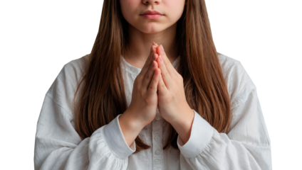 woman praying with folded hands