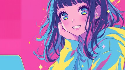 パソコンでゲームをする女の子　AI
