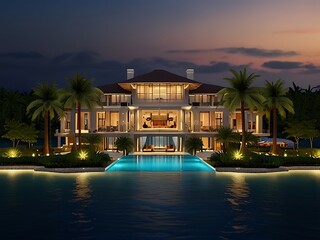 Fototapeta premium An extravagant home on a private island, offering unparalleled luxury.