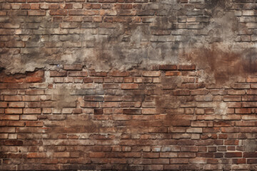 Processed collage of obsolete red brock masonry wall texture. Background for banner, backdrop