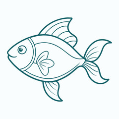 one line sketch of cute fish