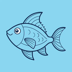 one line sketch of cute fish