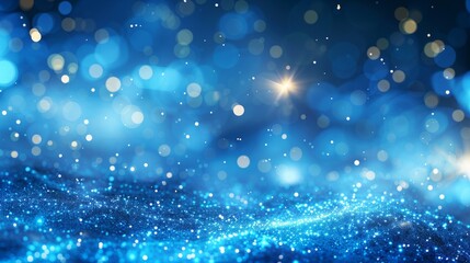 Fototapeta premium 3D background blue with glowing lights.