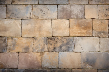 Fototapeta premium Processed collage of ancient yellow block wall texture. Background for banner, backdrop or texture