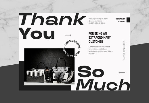 Black And Grey Thank You Card