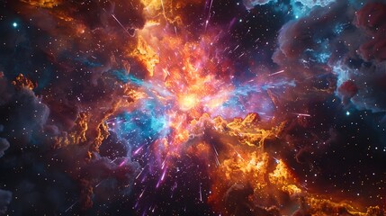 Colossal Supernova Explosion Erupting with Vibrant Multicolored Plasma and Energy in the Depths of the Cosmos