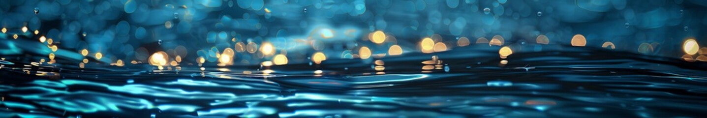 background blue water with glowing lights.