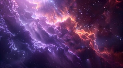 Mesmerizing Celestial Phenomena:Ethereal Deep Space Environment with Glowing Interstellar Clouds and Pulsating Energy Orbs