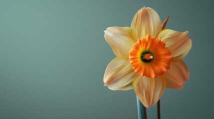 Fototapeta premium Vibrant Yellow Trumpet Daffodil Flower with Soft Petals and Delicate Botanical in Watercolor Style