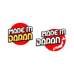 Made in Japan label design isolated on background. Certificate product with red circle  and map. Vector illustration.