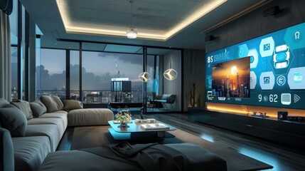 Fototapeta premium Connected Entertainment Ecosystems, explore the interconnected ecosystem of IoT-enabled home entertainment devices, where smart TVs, gaming consoles