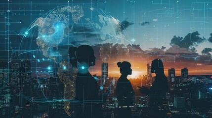 Obraz premium Global Talent Management Solutions, explore how multinational corporations leverage AI-driven talent management platforms to recruit, train, and retain top talent across diverse geographic locations