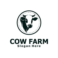 Cow head silhouette vector logo design
