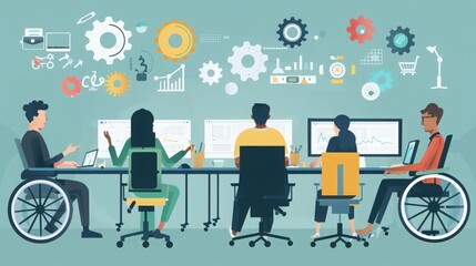 Web Accessibility Planning, accessibility compliance strategies in web governance with an image showing designers and developers incorporating inclusive design principle