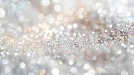festive silver bokeh lights on white winter background abstract christmas texture