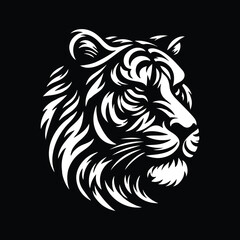 The tiger head icon vector silhouette illustration