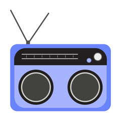 Blue retro radio. vintage. vector illustration