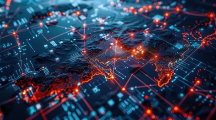 Obraz premium Modern map of Japan representing leadership in technologies and fintech sector