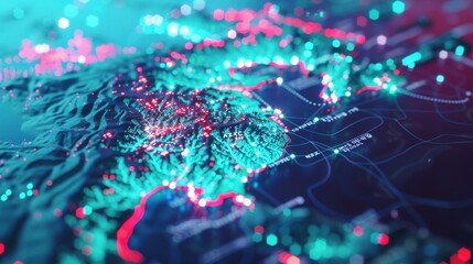 Modern map of Korea representing leadership in technologies and fintech sector