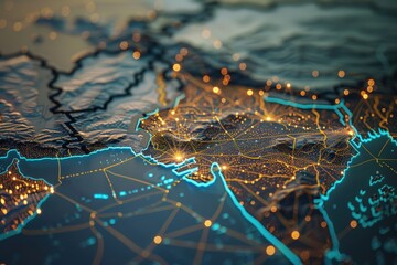 Modern map of Pakistan representing leadership in technologies and fintech sector