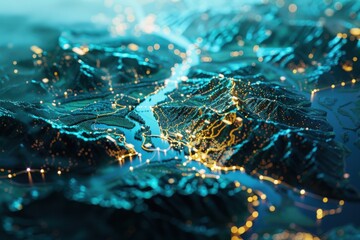 Modern map of Switzerland representing leadership in technologies and fintech sector