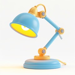 Cute Desk Lamp Cartoon Clay Illustration, 3D Icon, Isolated on white background