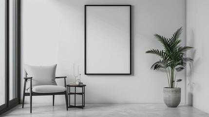 minimalist interior mockup vertical black frame modern home decor