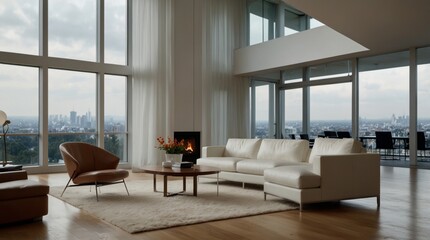Fototapeta premium minimalist modern living room inspired by the geometric precision